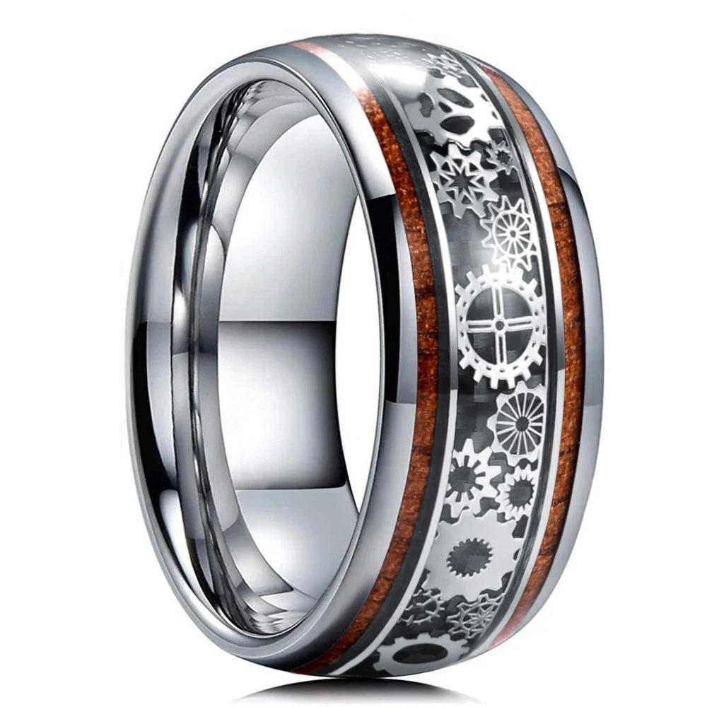 Simple 8mm Silver Color Stainless Steel Rings For Men Women Matte Finish Beveled Edge Men Wedding Rings Party Jewelry Gifts