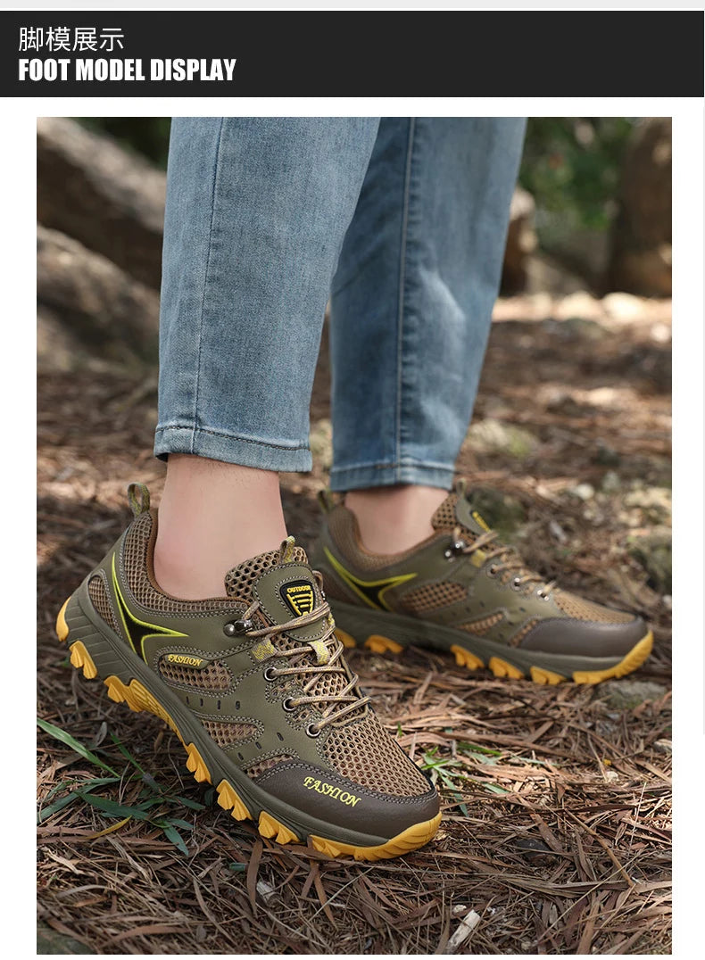 2025 Hiking Shoes for Men Non-slip Trekking Sneaker Spring Summer Breathable Rock Climbing Shoes Men Sport Outdoor Sneakers Man