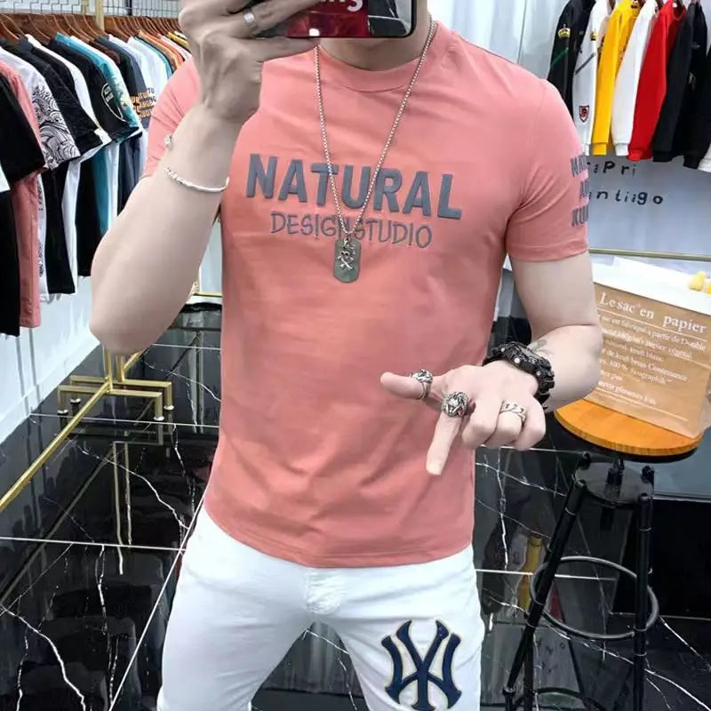 Designer Clothes Men's Summer Casual Cotton T-Shirts O-Neck Letter Print Tops Fashion Handsome Look Short Sleeve T-shirt for Men