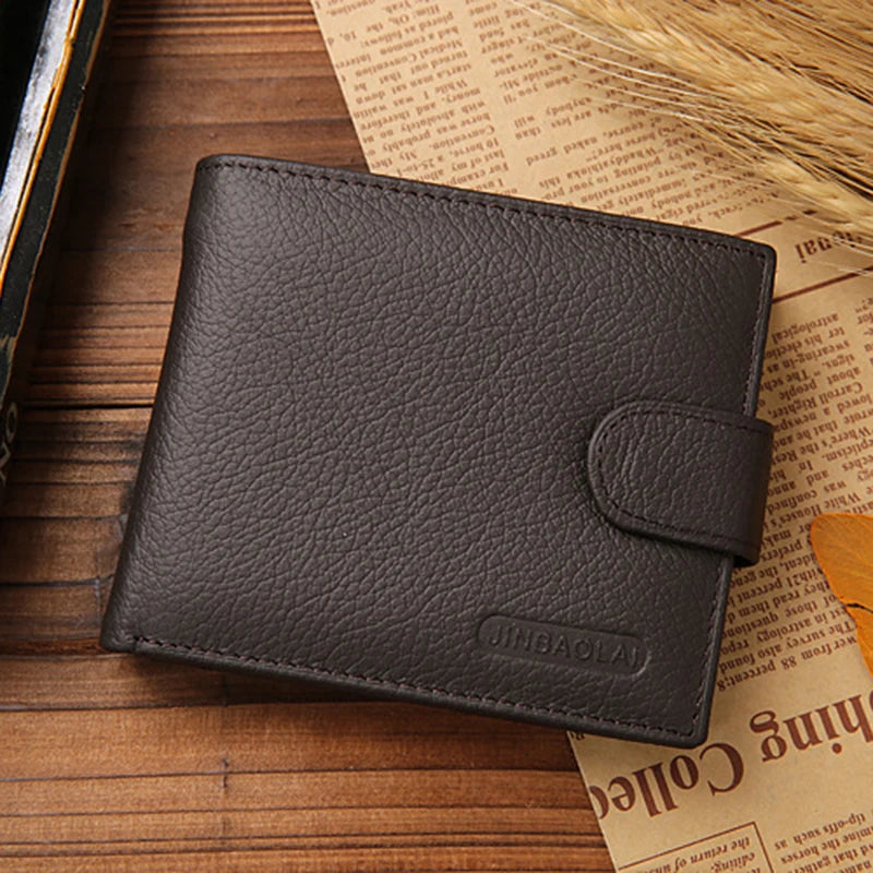 Genuine Leather Men Wallets Cow Leather Solid Sample Style Zipper Purse Man Card Horders Famous Brand High Quality Male Wallet