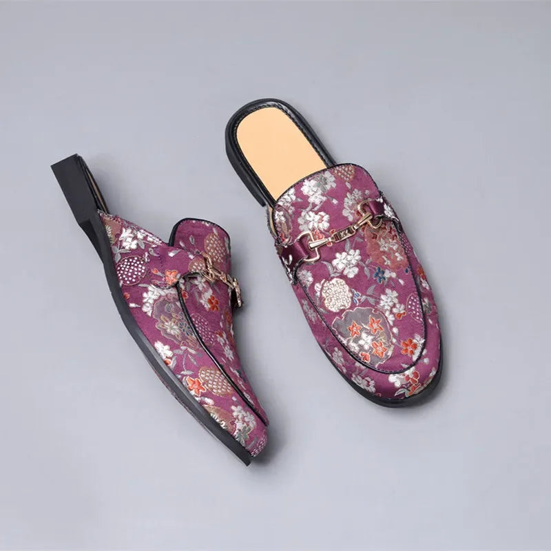 2025 New Male Casual Mules Moccasins Breathable Loafers Men's Tassels Half Slippers Suede Leather Shoes Zapatos Hombre
