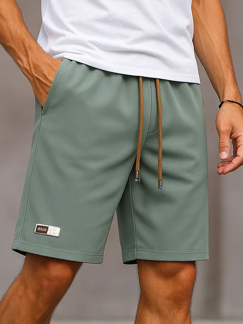 Shorts for Men Casual Summer Streetwear Men Daily Plain Basic Drawstring Bermuda Shorts Lightweight Breathable Knee Length