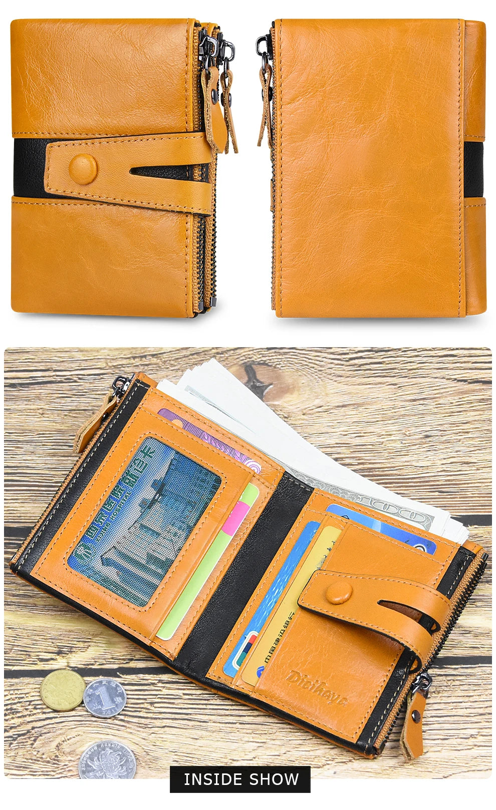 Genuine Leathe Men Wallet Luxury Desig Bifold Short Wallets Male Hasp Vintage Purse Coin Pouch Multi-functional Card Pocket