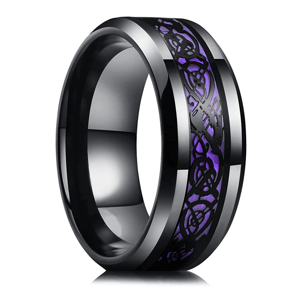 Fashion 8mm Green Color Titanium Stainless Steel Rings for Men Women Black Brushed Men Promise Rings Wedding Party Jewelry Gifts