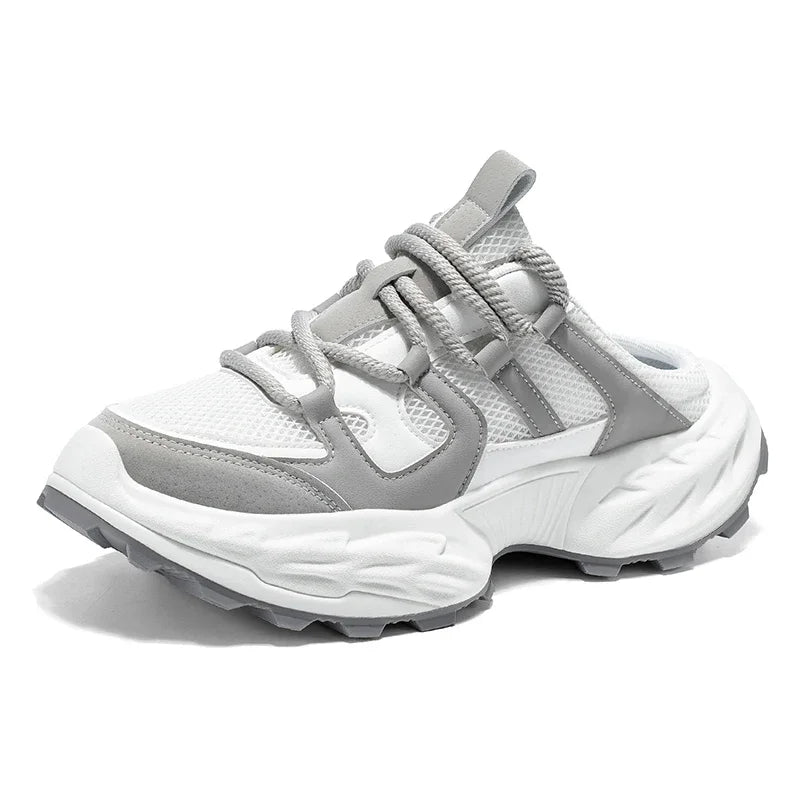 Sneakers for Men Fashion Green Half Breathable Summer Chunky Shoes Men Streetwear Platform Sneakers Man Sports Casual Shoes 2025