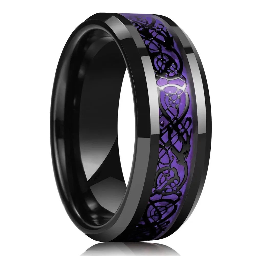 Fashion Men 8mm Rose Gold Color Stainless Steel Rings Double Groove Pattern Promise Rings For Men Wedding Jewelry Accessories