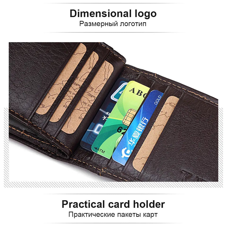 Genuine Leather Portable Slim Wallet for Men Mini Credit Card Holder Thin Small Card Organizer Purse Driver's License Money Bag