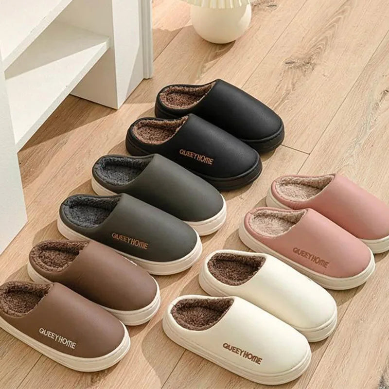 2025 New Winter Slippers for Men & Women: Plush Warm Fleece Lining, Anti-Slip Thick Sole, Indoor Home Comfort
