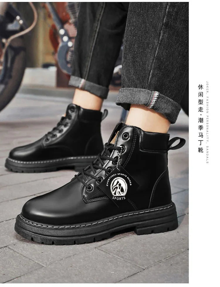 Men's Footwear Resistant Waterproof High-top Motorcycle Boots Soft Bottom Work Clothes Anti-slip Yellow Boots Men Cowboy Boots