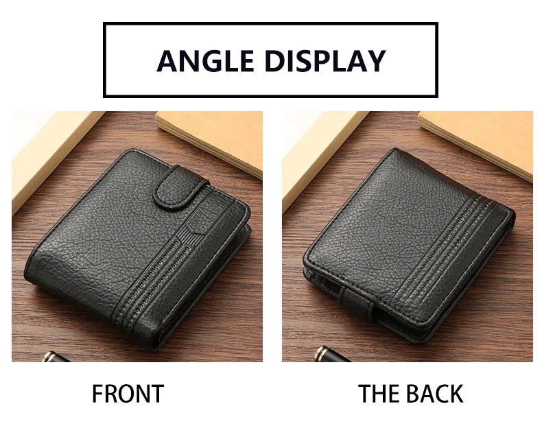 Men's wallet PU leather short zipper buckle wallet new wallet change bag