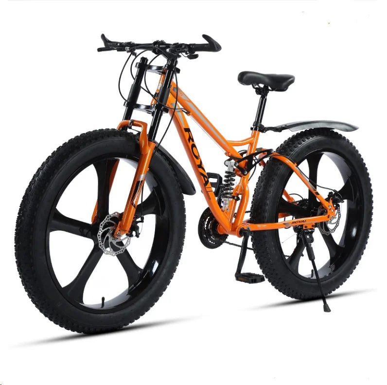New Full Suspension Fork 26 Inch 21 Speed Disc Brakes Spoke Wheel Mountain Bike Adult Large Tire Off-Road Bike