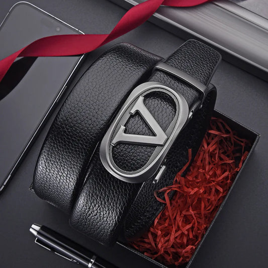 Belt, Men's Fashion, Student Automatic Buckle Leather Belt, Men's Business Casual Versatile Men's Pants Belt