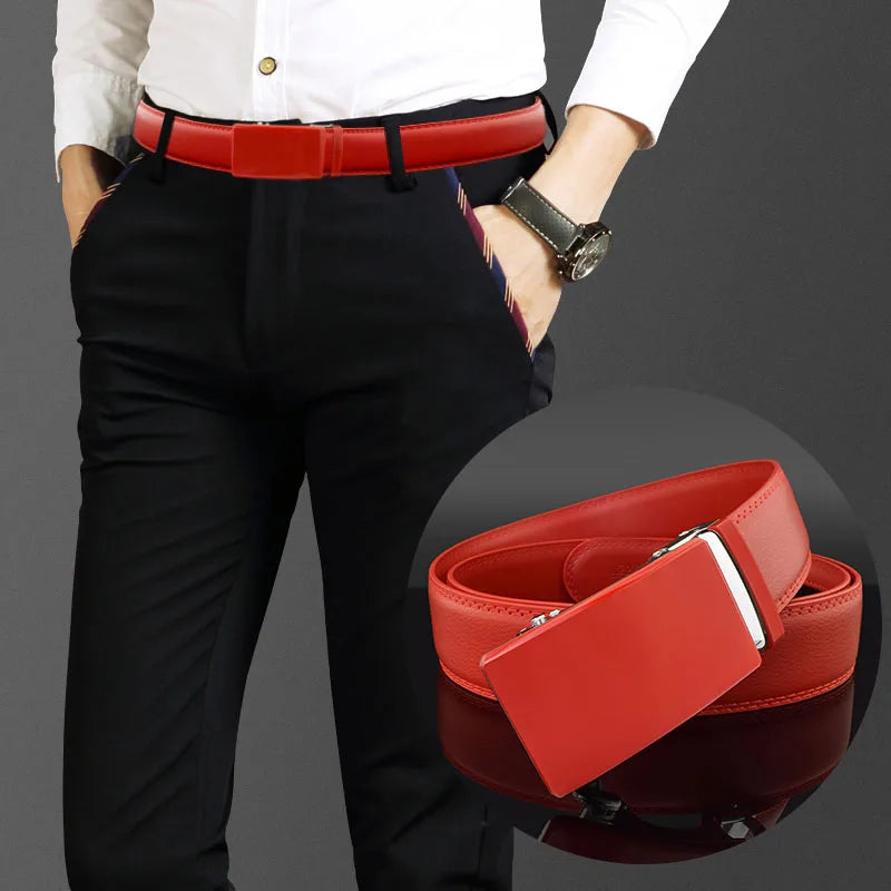 2024 Men Designer Belts High Quality White Luxury Brand Belt Automatic Buckl Cowskin Casual Business Waist Strap Ceinture Homme