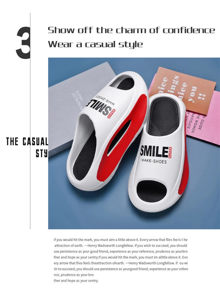 Men Slippers 2024 New Slides with a Sense High Aesthetic Value External Wear Anti Slip Thick Bottom, Beach Cool Slippers for Men