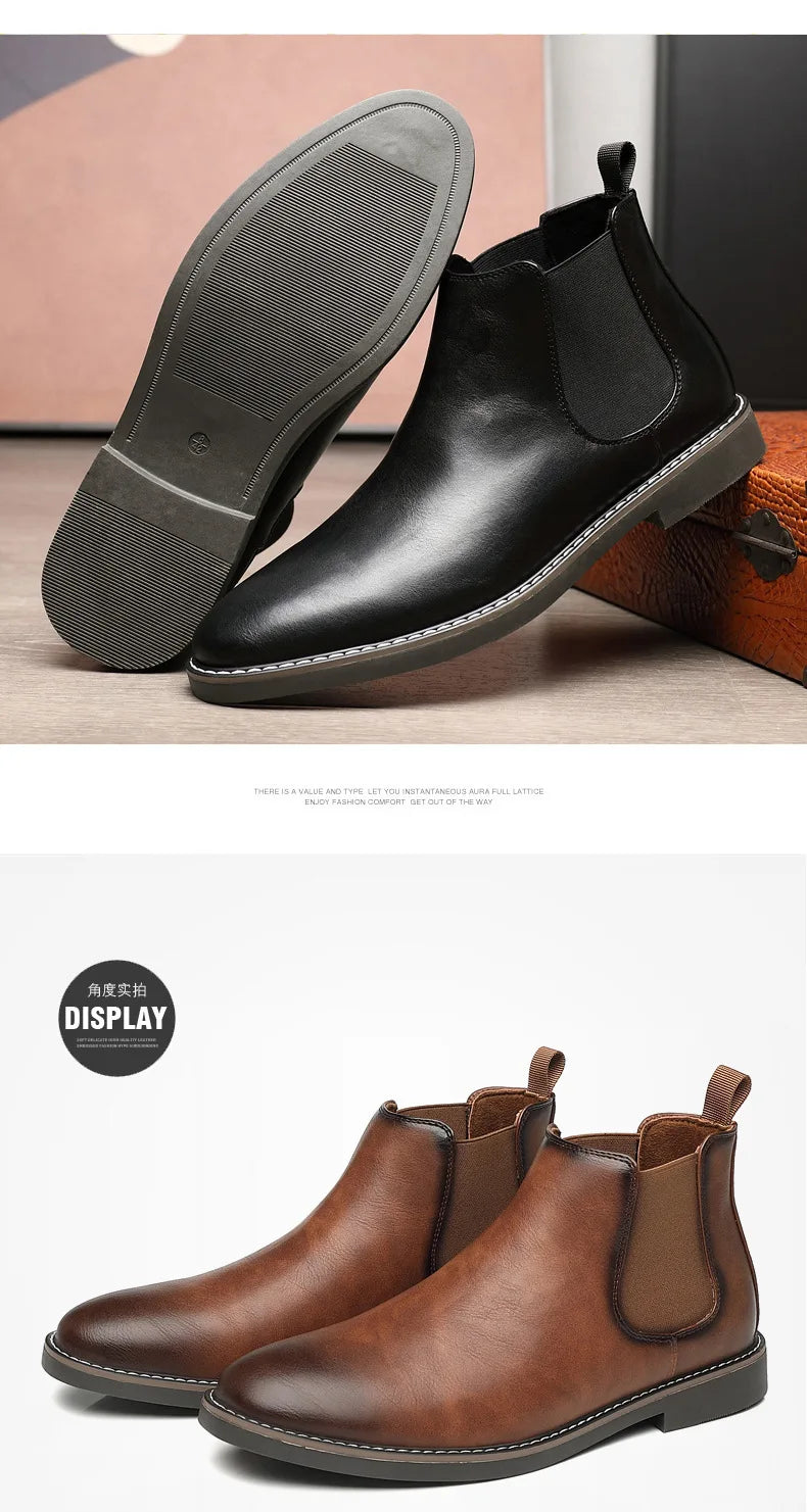 40~46 Men Chelsea Boots Brand Retro Comfortable 2024 Fashion Men Boots