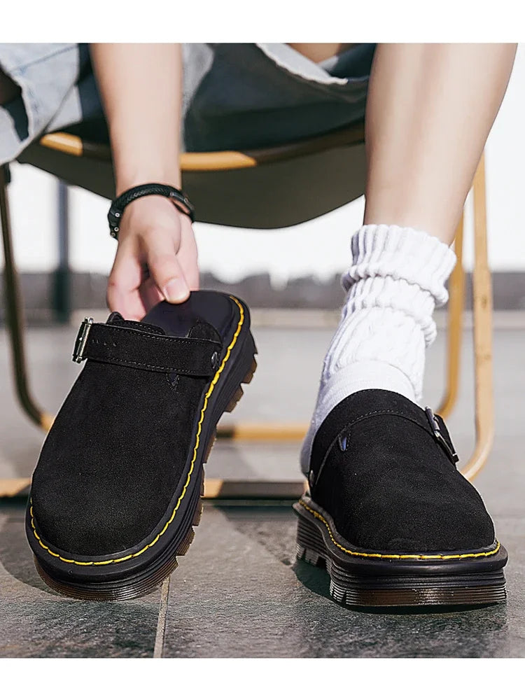 Summer Half Slippers for Men Non Slip Beach Shoes Classic Clogs Shoes Men's Slippers Fashion Big Leather Casual Slippers