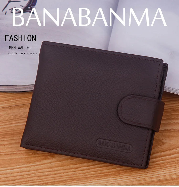 Genuine Leather Men Wallets Classic Free Engraving Name Zipper Purse Man Card Horder Famous Brand Quality Male Wallet For Boy