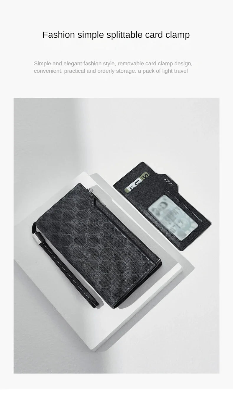 GOLF Long Wallet for Men Leather Male Clutch Bag Purse Wallet Wrist Bag Credit Card Organizer Hand Bags Money Clip Minimalist