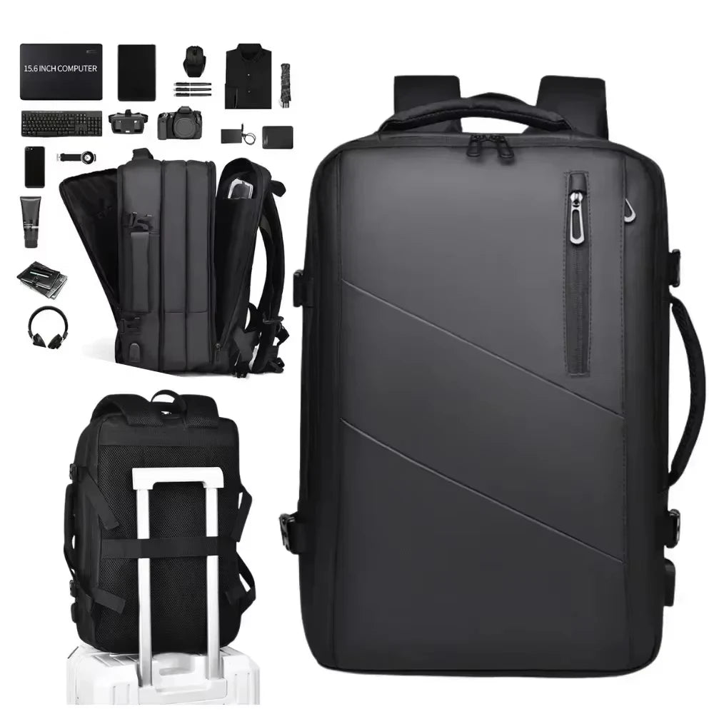Large Capacity Men's Backpack Expandable Business Travel Bag 15.6 inch Laptop Waterproof Backpack USB Charging Camping Baggage