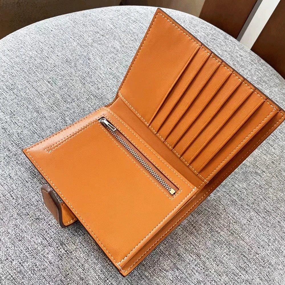 Luxury Design Genuine Leather Wallet For Woman Custom Initials Fashion Folding Passport Holder Business Card Holder Coin Purse