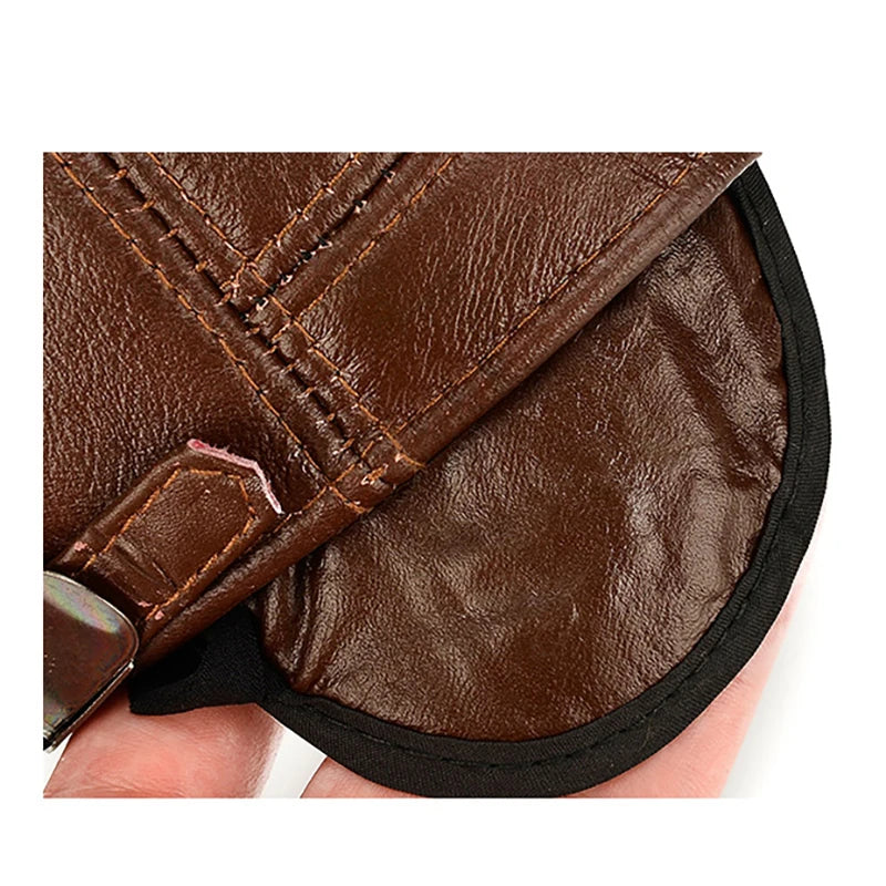 2025 New Style Men Cowhide Hat Winter Warm Outdoor Protect Ear Real Leather Adjustable Baseball Cap Men Real Cowhide Leather Cap