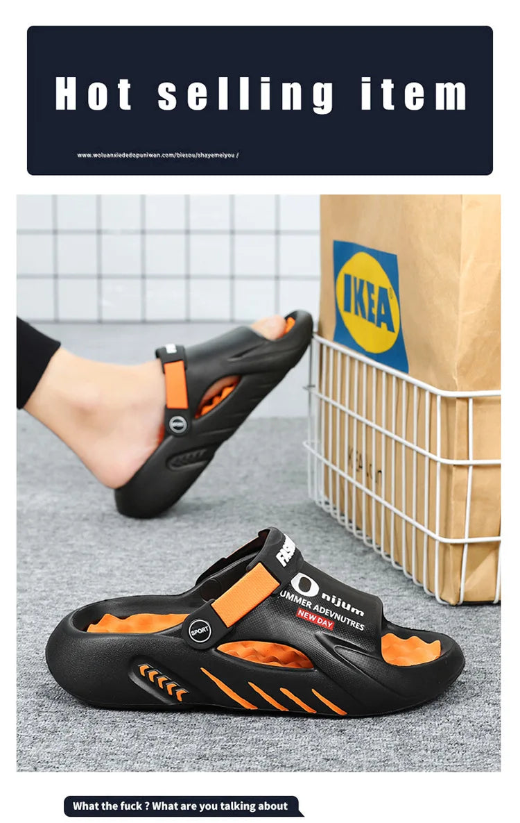 Pallene Summer Men's Slippers EVA Lightweight Slides Indoor Outdoor Sandals Leisure Beach Shoes Comfort Soft Sole Men's Slippers