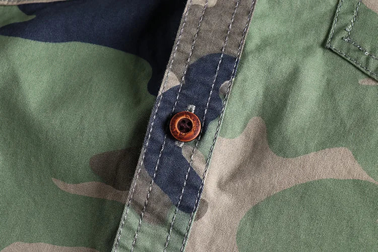 Male Single Breasted Shirts Turn Down Collar Long Sleeve Cardigan Men Shirt Loose Button Safari Style Slight Strech Print