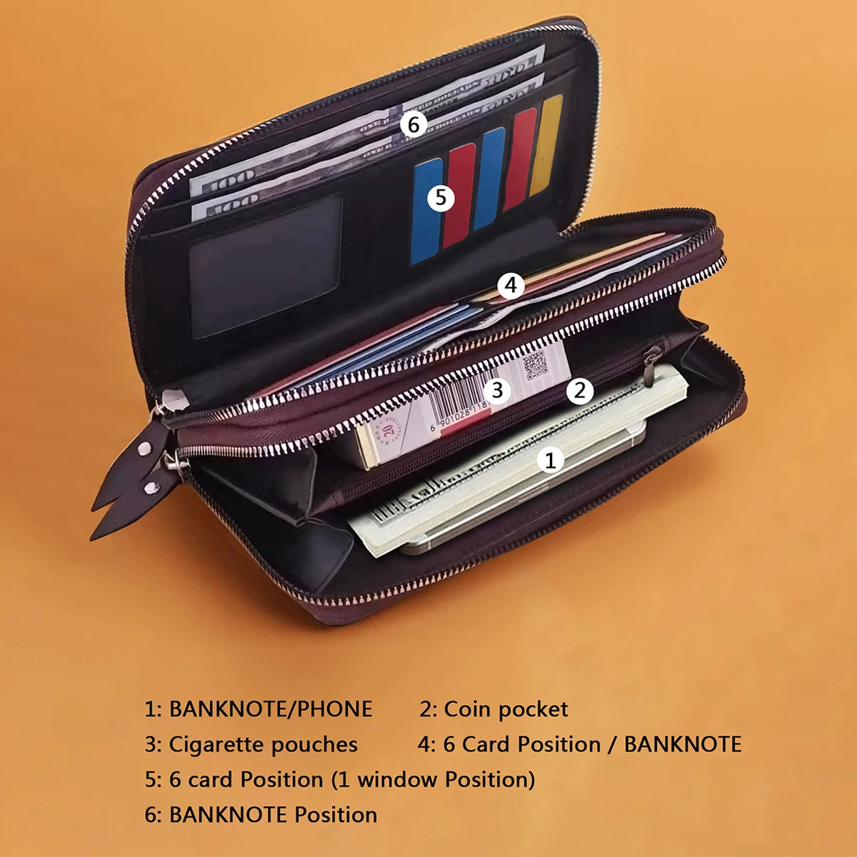 Mens Wallet Long Purse Leather Clutch Large Business Handbag Phone Card Holder Case Gift for Men Father Son Husband Boyfriend