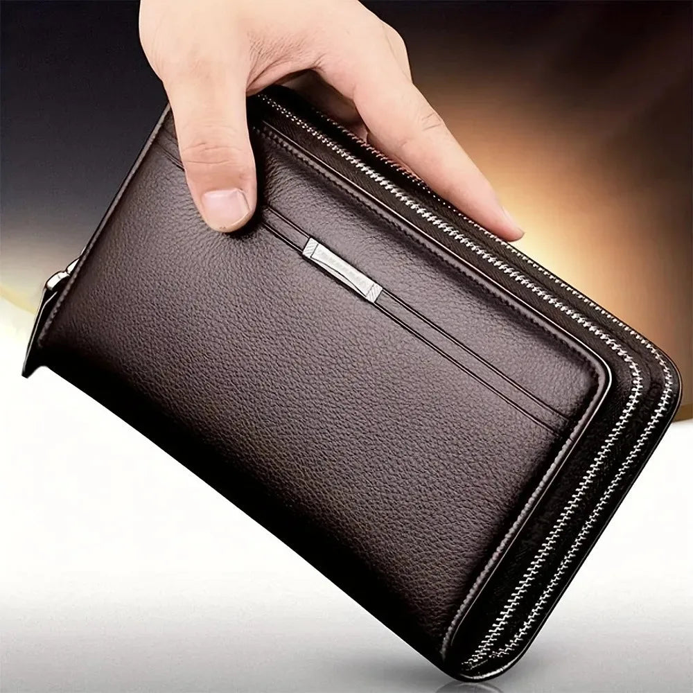 Mens Wallet Long Purse Leather Clutch Large Business Handbag Phone Card Holder Case Gift for Men Father Son Husband Boyfriend