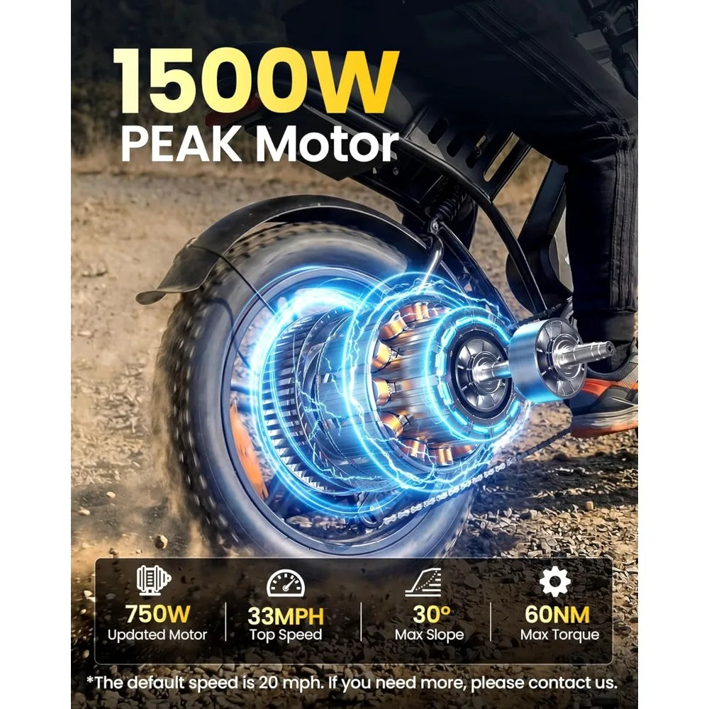 Electric Bike for Adults, 1500/2000W Peak 33/40MPH E-Bike 60/80Miles with NFC & Password Unlock, 48V 15/25Ah Removable Custom