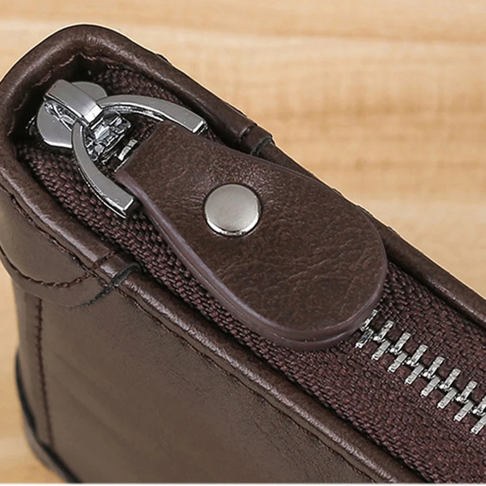 Men's Leather Wallet Casual Zipper Wallets Card Holder Male Synthetic PU Purse Coin Purse Personalized Wallet Men Leather