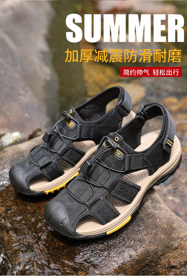 Summer Men Sandals Genuine Leather Mens Casual Shoes Outdoor Men Leather Sandals for Men Beach Shoes Roman mens Shoes
