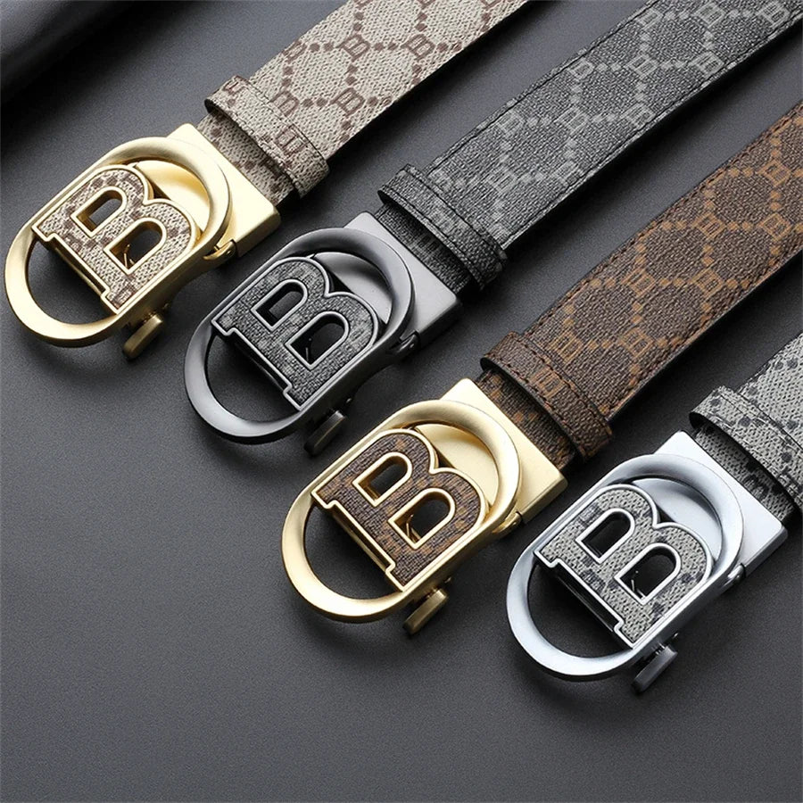 "B" Letter Genuine leather Belt for men Luxury brand Automatic Jeans Trouser belt golf man belt Work social designer waist belts