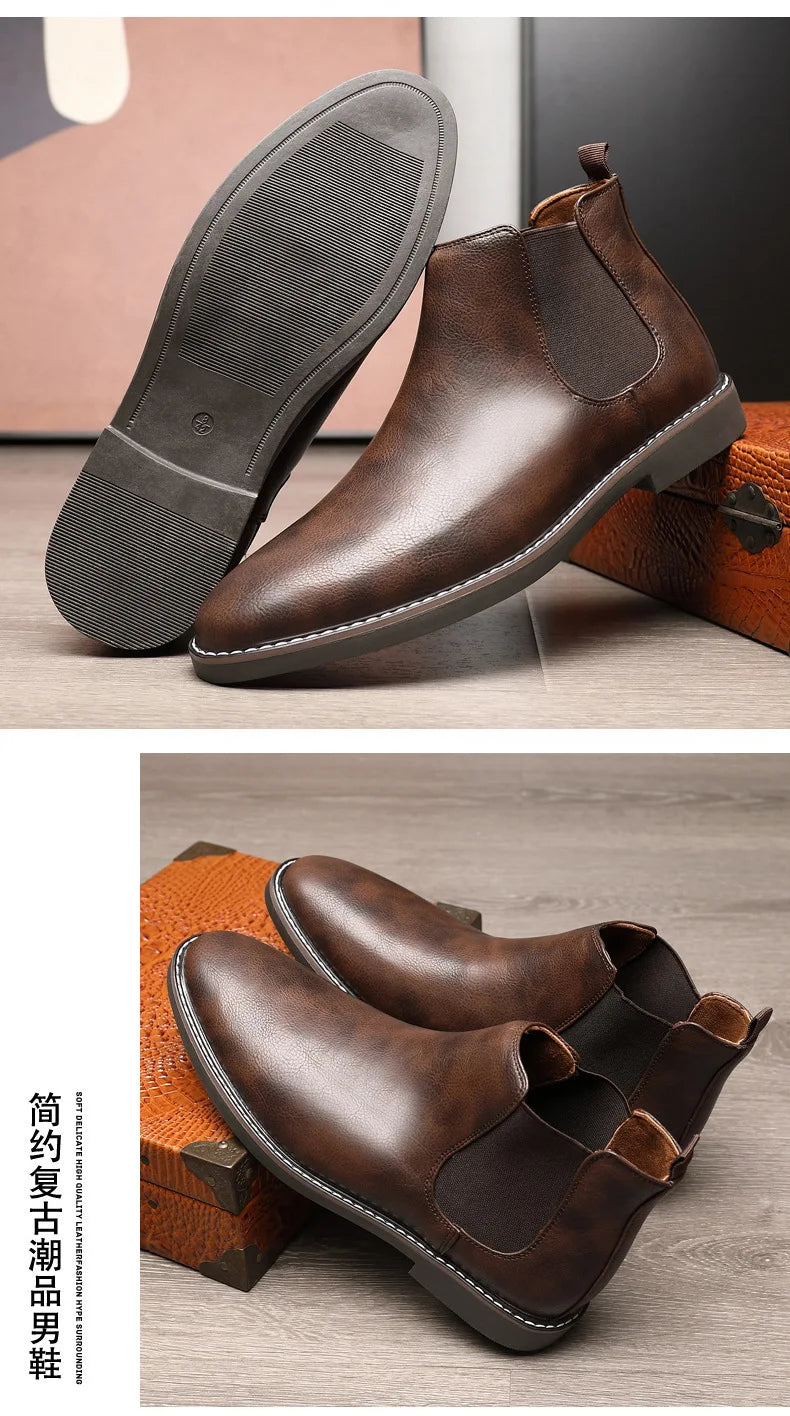 40~46 Men Chelsea Boots Brand Retro Comfortable 2024 Fashion Men Boots