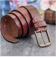 Brass Cowboy Belt Buckle Luxury Men Leather Belt Ceinture Homme Yellow Belts For Men Wide Male Strap Jeans Waist MBT0537