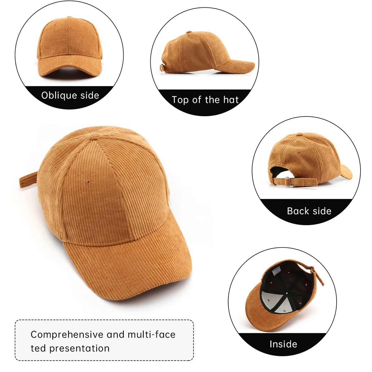 Men's Hats 2025 New Versatile Corduroy Autumn and Winter Baseball Caps for Teenagers, Couples, Students, Women's Peaked Caps for Hiking and Outdoor Sports