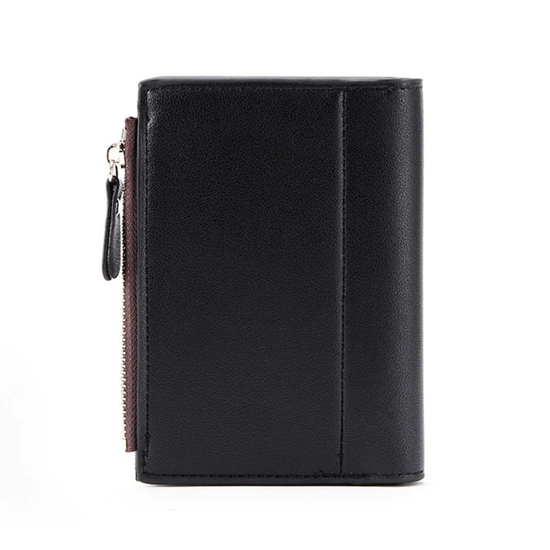 PU Leather Wallet for Men Short Casual Carteras Business Foldable Wallets Luxury Small Zipper Multi-card Slot Coin Pocket Purse