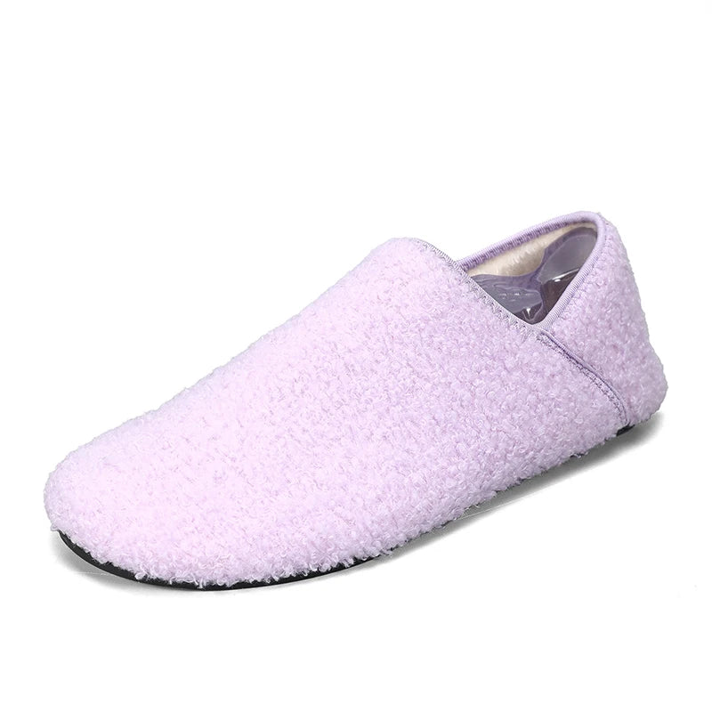 Men Winter Slippers Women Warm Shoes Soft Plush Flats Casual Shoes Male Loafers Lightweight Home Walking Couples Shoes Footwear