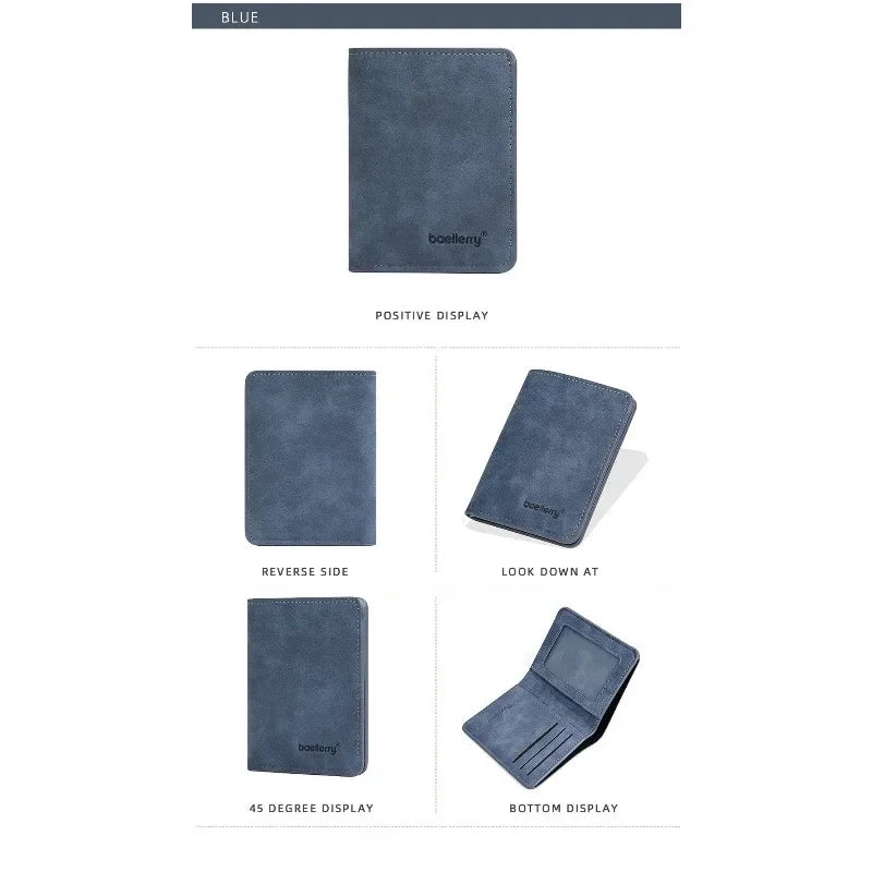 New Baellerry Wallet for Men PU Leather Front Pocket Minimalist Money ClipTravel Essentials Black blue brown gray four colors