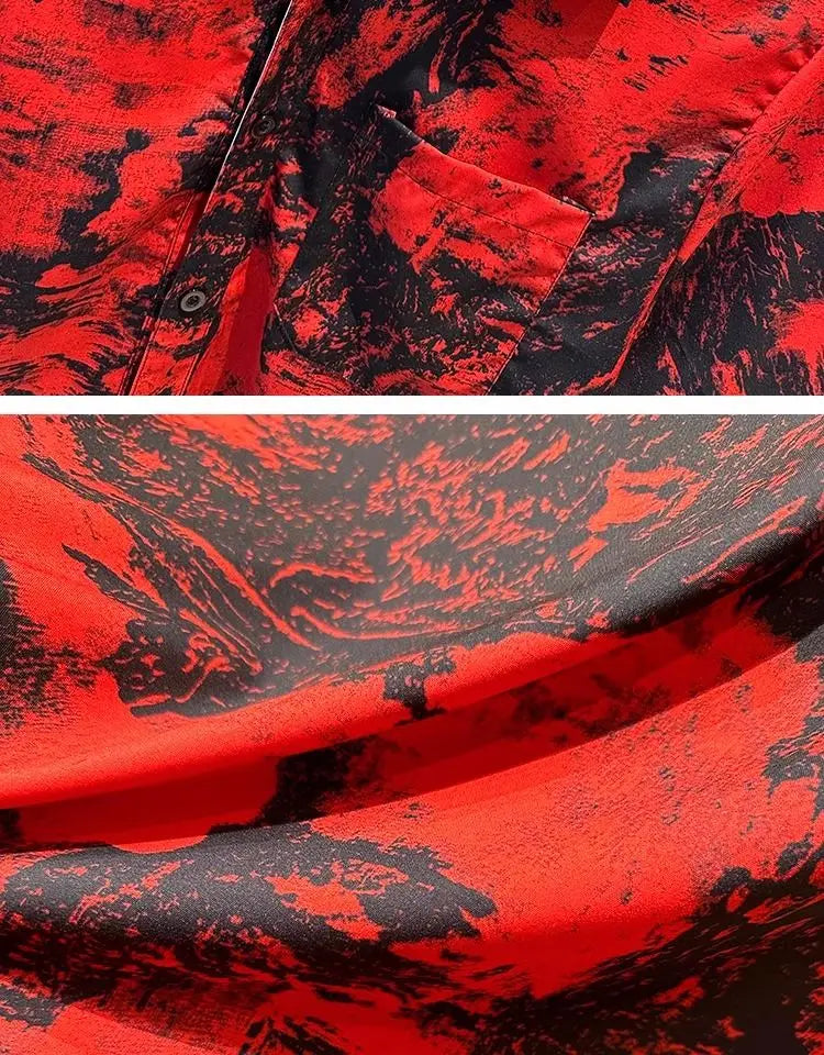 Men's Clothing 2025 Summer Fashion Vintage Print Button Up Shirt Casual Streetwear Y2K Short Sleeve Loose Tops Camisas De Hombre