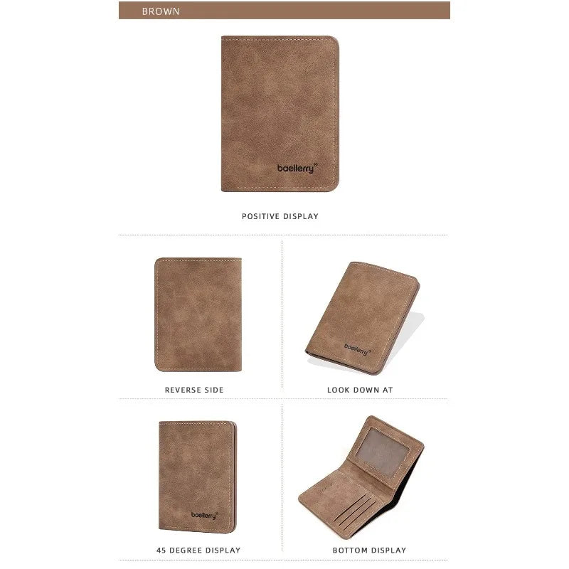 New Baellerry Wallet for Men PU Leather Front Pocket Minimalist Money ClipTravel Essentials Black blue brown gray four colors