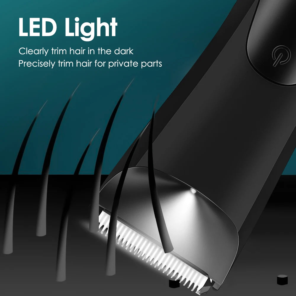 Electric Body Hair Trimmer for Men Ceramic Blade Head Pubic Ball Shaver Hair Removal Bikini Groin Trimming Clipper Beard Razor