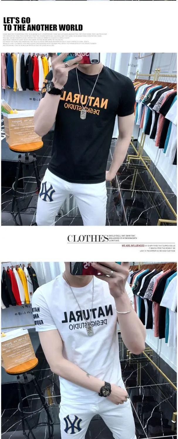 Designer Clothes Men's Summer Casual Cotton T-Shirts O-Neck Letter Print Tops Fashion Handsome Look Short Sleeve T-shirt for Men