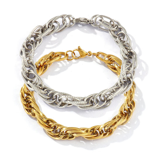 1 Piece 8mm Width Dainty Exquisite 304 Stainless Steel Handmade Oval Link Chain Bracelets For Women Men Gift 20cm(7.9") long