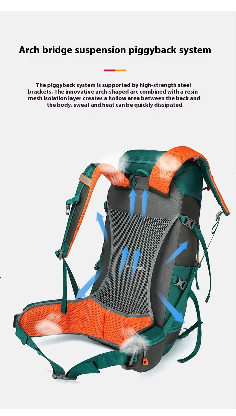 48L Camping Backpack Travel Bag For Men Large Capacity Outdoor Sport Trekking Hiking Mountaineering Shoulder Bag with Rain cover