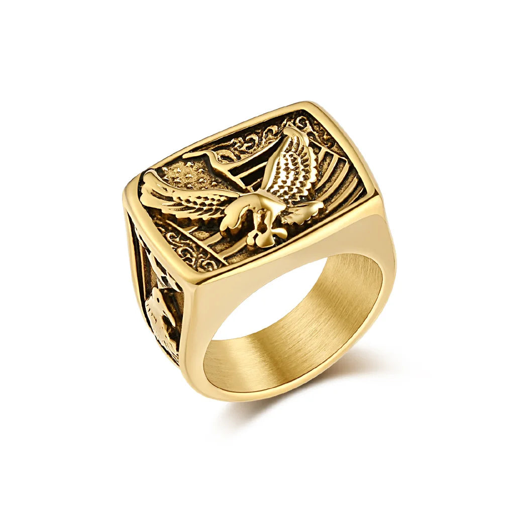 Eagle Rings Stainless Steel Art Retro Men Fashion Ring Jewelry
