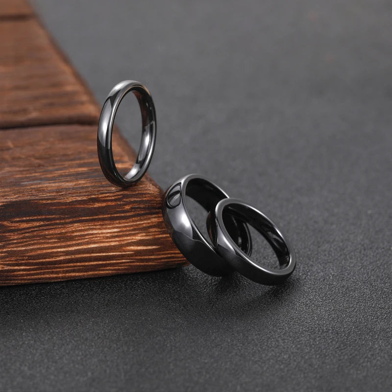 Kolmnsta 2/4/6mm Black Brushed Fashion Ceramic Ring Women Men Wedding Rings Engagement Band Female Jewelry bague Plus Size 4-14
