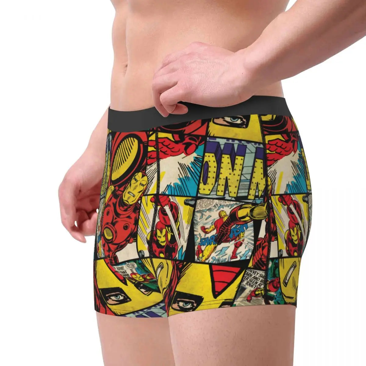 Men Iron-man Underwear Printed Boxer Briefs Shorts Panties Homme Soft Underpants Plus Size