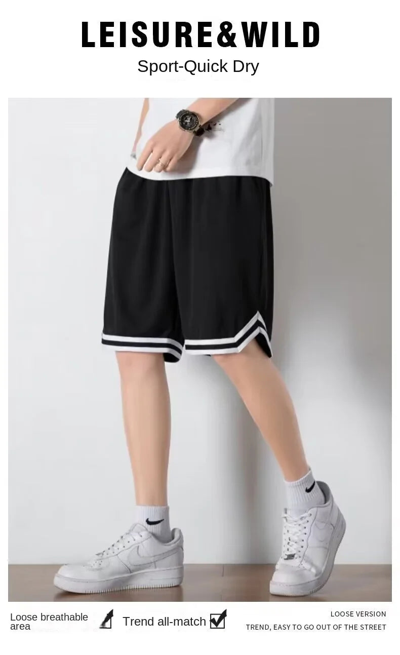 Basketball shorts for men's summer sports training in 2024, casual loose and breathable pants, American five point shorts