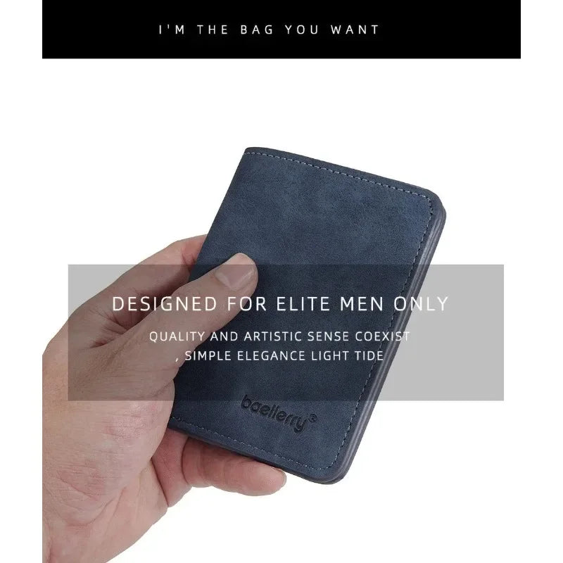 New Baellerry Wallet for Men PU Leather Front Pocket Minimalist Money ClipTravel Essentials Black blue brown gray four colors